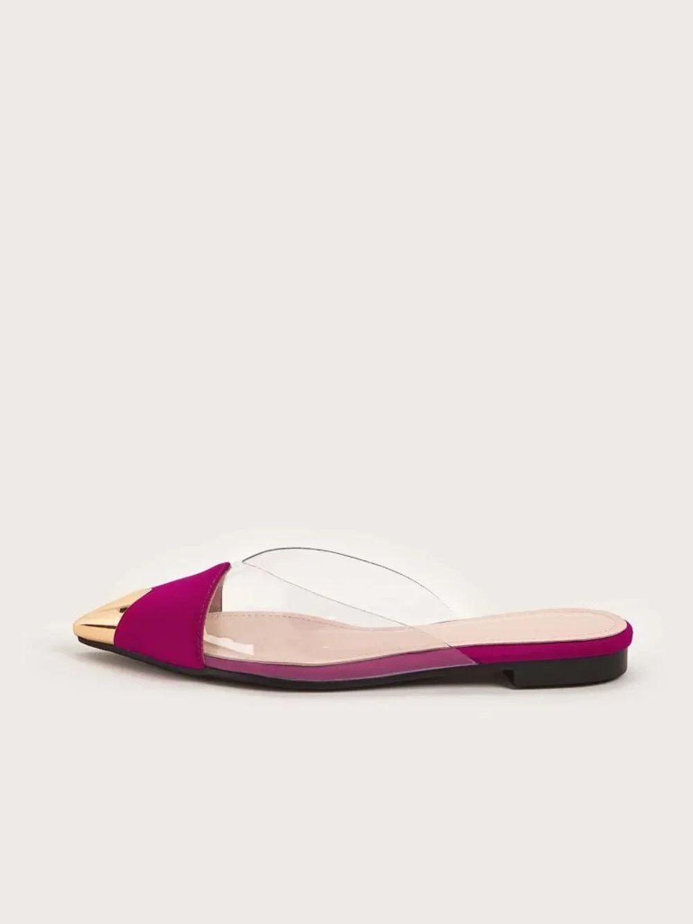 Red Violet Elegant Women's Metallic Detail Point Toe Flat Mules - Picture 4 of 5